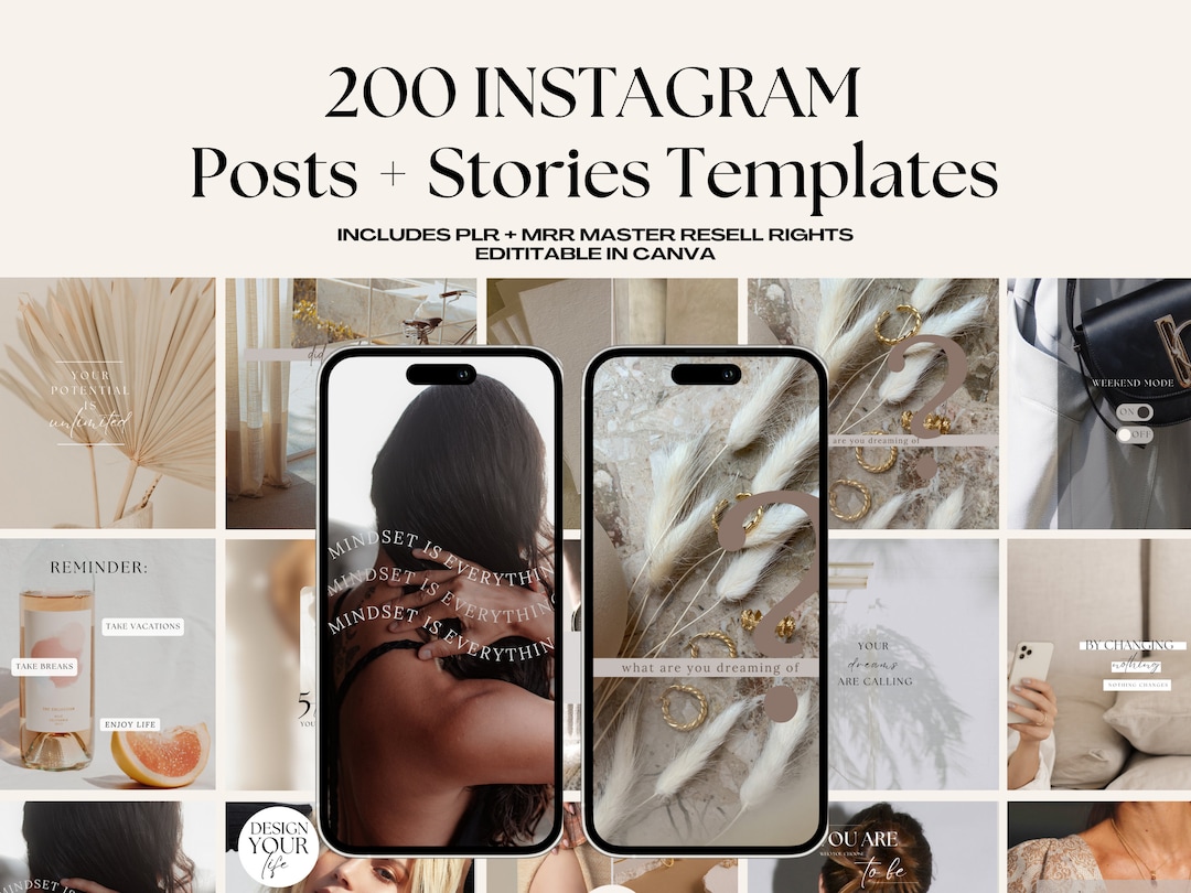 Beige Aesthetic Instagram Templates Canva Boho Instagram Post Templates ...