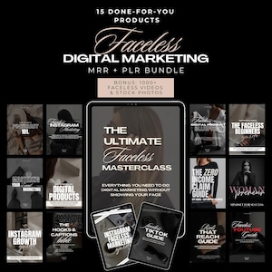 Faceless Marketing Mega Bundle: MRR & PLR eBooks, Social Media Content