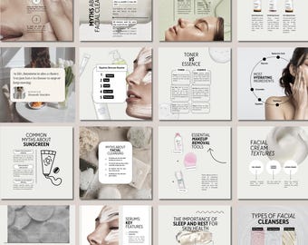Mais de 50 modelos de Instagram para esteticistas e profissionais de cuidados com a pele no Canva | Modelos de Instagram de luxo para cuidados com a pele | Estética para Instagram de esteticistas (MRR PLR)