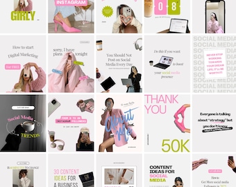 Girly Canva Instagram Templates, Business Coach Social Media Posts MRR PLR (Digital Download)