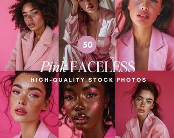Pink Stock Photos: Feminine Faceless Images for Social Media, MRR PLR (Digital Download)