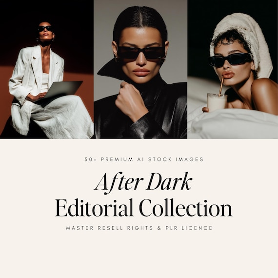 Dark Editorial AI Stock Photos | Luxury Feminine Branding (MRR, PLR)