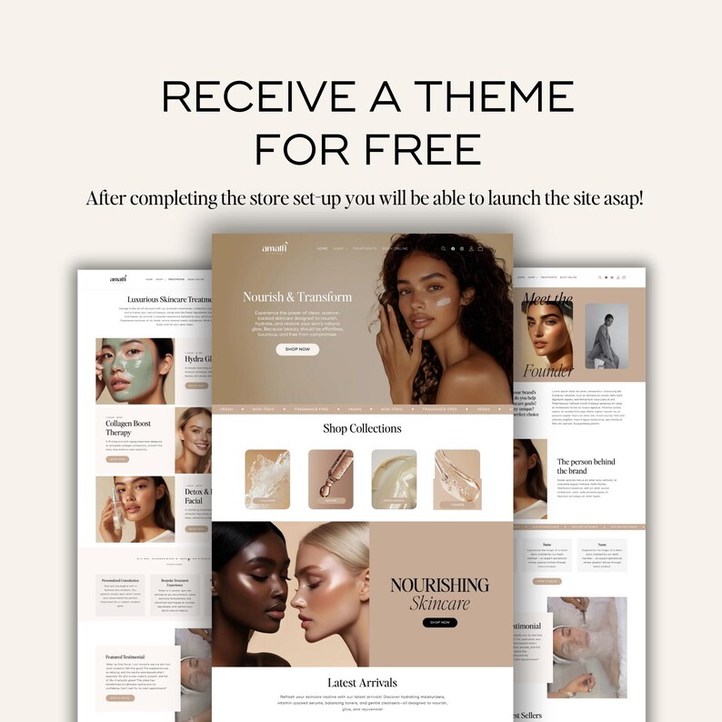 Responsive Shopify website setup showing mobile view and navigation menu design, optimized for ecommerce businesses and entrepreneurs.