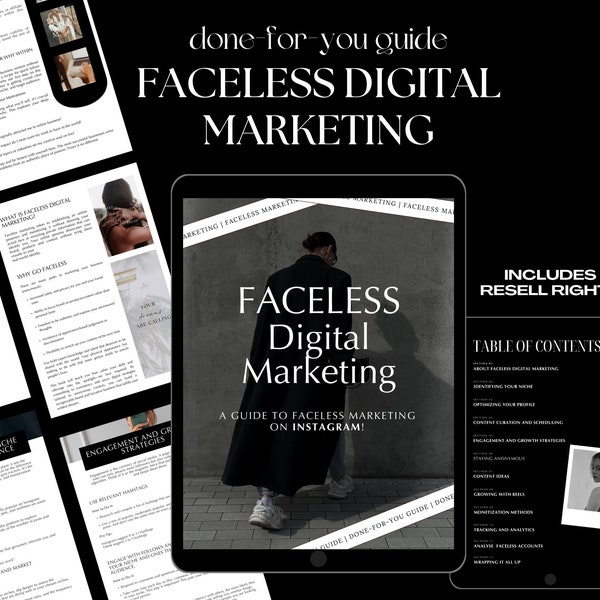 Faceless Digital Marketing Guide For Instagram | Social Media Marketing | Master Resell Rights MRR (DFY)
