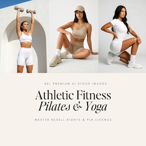 Fitness-stockbilder, Pilates Yoga AI-bilder, Träningsinnehållsskapare, MRR PLR, Digital nedladdning