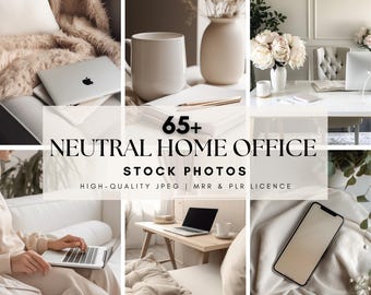Neutral Faceless Stock Photos Beige Aesthetic Faceless Digital Marketing Home Office Stock Images, AI Generated Photos Girl Boss MRR plr dfy