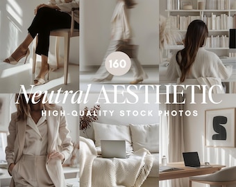 Neutral Aesthetic Faceless Stock Photos Beige Aesthetic Girl Boss Digital Marketing Minimalist Lifestyle Instagram Template (MRR PLR)