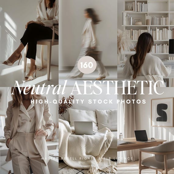 Neutral Aesthetic Faceless Stock Photos Beige Aesthetic Girl Boss Digital Marketing Minimalist Lifestyle Instagram Template (MRR PLR)