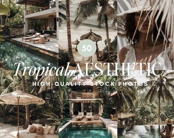 Tropical Stock Photos Aesthetic: Beach Lifestyle Images Coastal Island Photos Instagram Reel Cover Travel Digital Marketing (MRR PLR)