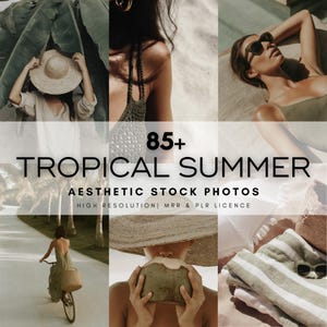 Summer Aesthetic Stock Photos, Tropical Faceless Beach Photo Bundle, Beach Photos High-Res Images with PLR & MRR for Reels and Branding