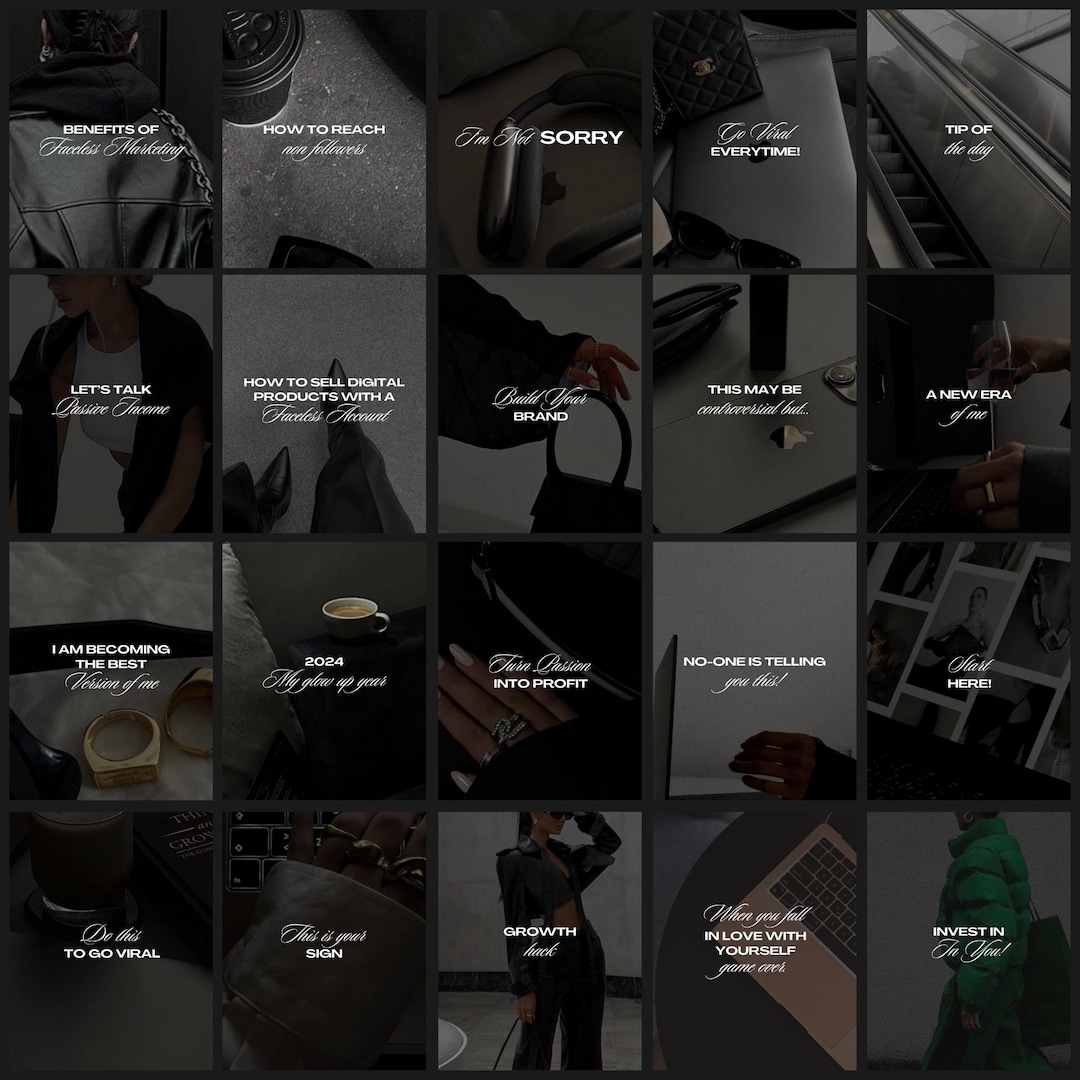 Luxury Instagram Templates Dark Social Media Engagement Templates ...