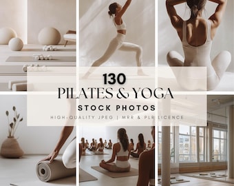 Pilates Aesthetic Stock Images Yoga Stock Images Fitness Stock Photos Pilates Coach Yoga Wellness Photos AI Images Resell Rights MRR