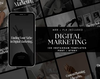 Dark Aesthetic Instagram Templates, Social Media Posts (Canva, MRR)