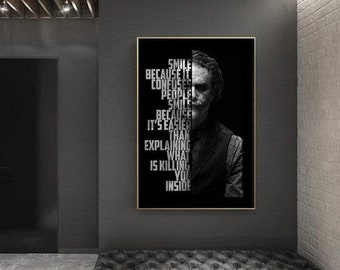 Joker noir et blanc typographie réussite citations affiche art mural motivation citation inspirante