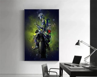 Valentino Rossi Legendary Motorrad Leinwanddruck Perfekt für MotoGP Fans Bike-Liebhaber Wohnzimmer Dekor Geschenk für Biker