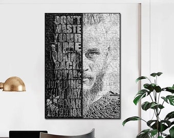 Wikinger inspirierend – Ragnar Lothbrok Leinwand-Wandkunst-Dekor für Wohnzimmer, luxuriöses Geschenk