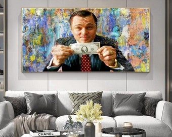 Der Wolf der Wall Street Street Graffiti Geld Kunst Leinwand Gemälde Pop Art Druck für Wohnzimmer Home Decor