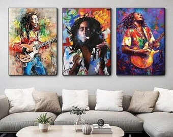 Bob Marley Portrait Music Canvas Art Master Wall Decor for Living Room Peace Lover