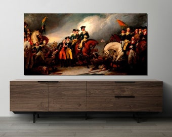 General George Washington Die Gefangennahme der Hessen bei Trenton Original Kunst auf Leinwand Kriegsleinwand Gemälde Die Unabhängigkeitskriegskunst