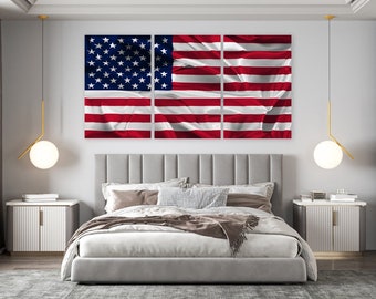 Riesige Wanddekoration mit USA-Flagge, große Leinwandkunst, Flaggen-Wandkunst, Flagge der Vereinigten Staaten, Leinwand, Vereinigte Staaten von Amerika, Wandkunst, Geschenkidee