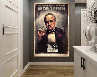 Vintage The Godfather Retro Movie Canvas Painting Stylish Wall Decor for Living Room