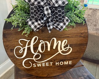 Home Sweet Home wooden round sign