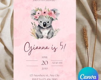 12 Biglietti D'Invito Per 5° Compleanno – Tema Koala – Formato A6 Con Vernice UV – Fatti In Germania