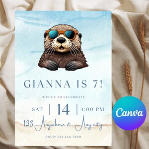 Sunglasses Sea Otter Invitation Template