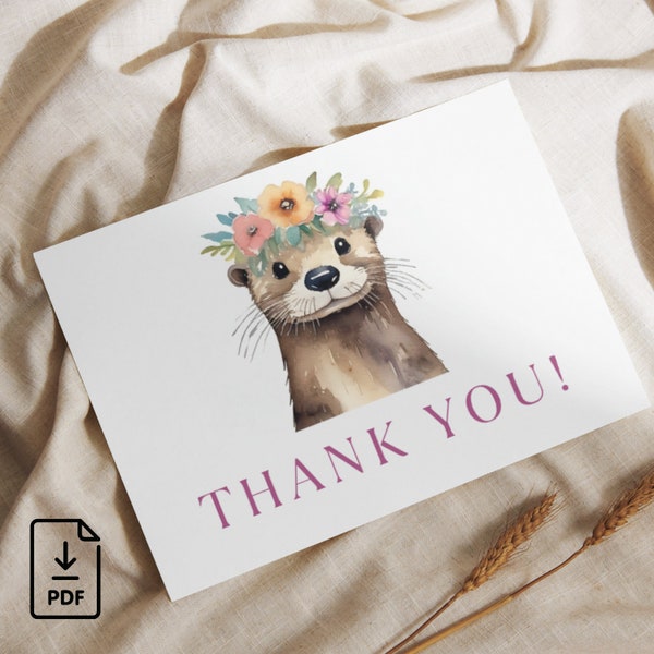 Sea Otter Thank You Card Digital Download