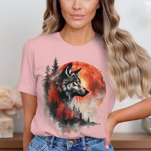 Wolf Shirt, Wolf Lover Shirt, Wolf Moon Shirt, Wolf Mountains Shirt, Camper Shirt, Wolf Camping Shirt, Wolf Nature Shirt, Nature Camping