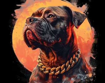 The Pitbull with gold chain 4 - PNG & JPG great for dtf or dtg