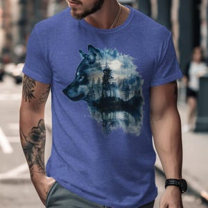 Wolf Shirt, Wolf Liebhaber Shirt, Wolf Mond Shirt, Wolf Berge Shirt, Camper Shirt, Wolf Camping Shirt, Wolf Natur Shirt, Natur Camping