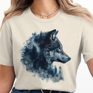 Camiseta de lobo, camiseta de amante de los lobos, camiseta de luna de lobo, camiseta de montañas de lobo, camiseta de campista, camiseta de campamento de lobos, camiseta de naturaleza de lobos, camiseta de campamento de naturaleza