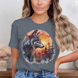 Wolf Shirt, Wolf Lover Shirt, Wolf Moon Shirt, Wolf Mountains Shirt, Camper Shirt, Wolf Camping Shirt, Wolf Nature Shirt, Nature Camping