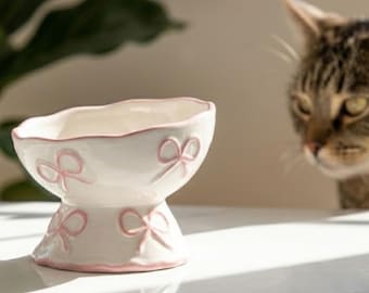 Elevated Ceramic Pet Bowl: Ergonomic Cat & Small Dog Feeder