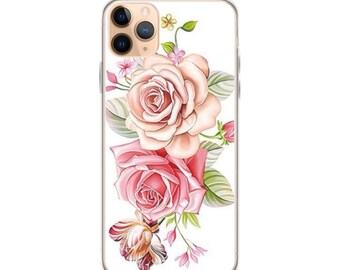 Funda transparente para iPhone de flores