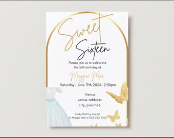 Sweet 16 digital party invitation