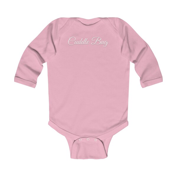Personalized Infant Long Sleeve Bodysuit Pink, Pregnancy Announcement Baby Bodysuit