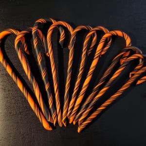 Handmade Halloween Candy Cane Ornaments: Polymer Clay Decorations