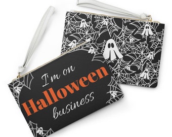 Handtas Halloween Ghost & Spiderweb: veganistisch leren schoudertasje