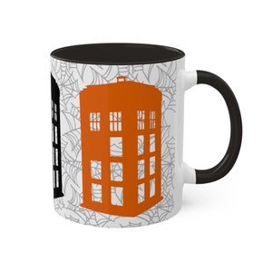 Dr. Who-lloween Police box inspired Halloween coffee Mug, 11oz TARDIS tea mug