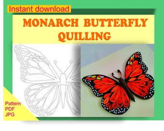 2 monarch butterfly patterns for quilling, butterfly template for quilling, paper quilling pattern, quilling pattern