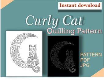 Make your own paper kitten. Easy and fun! Quilling PDF template, Paper Quilling Cat Pattern, Quilling Pattern