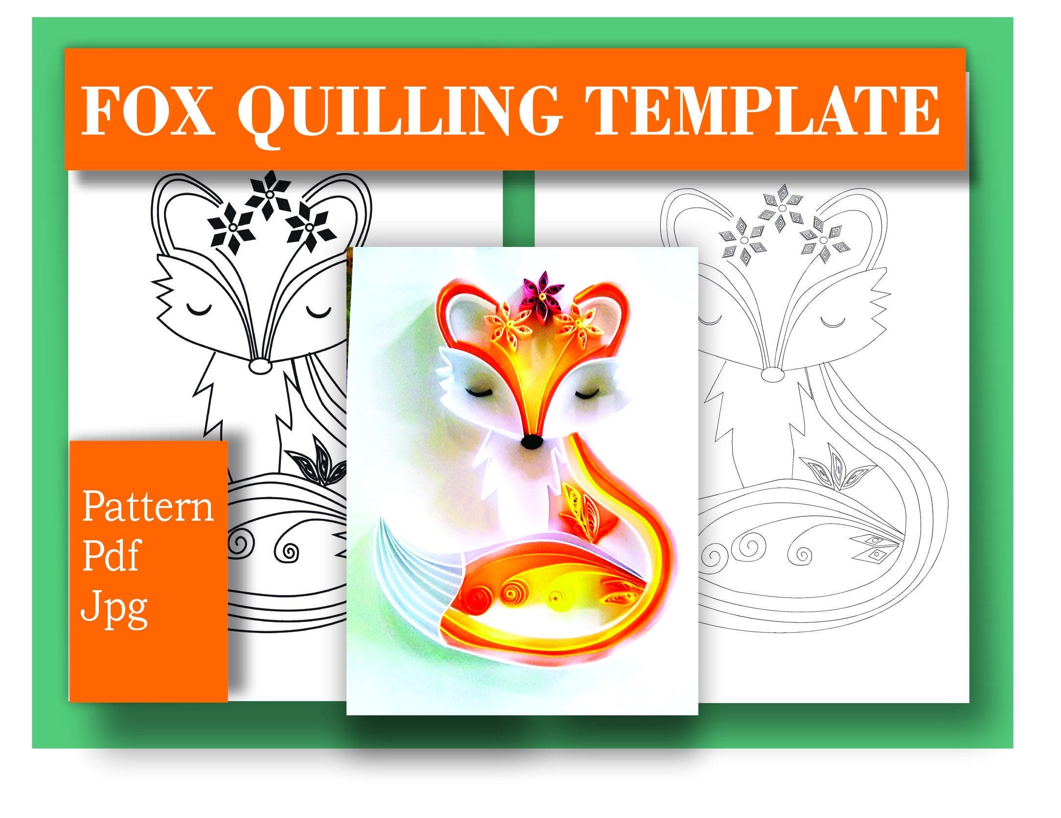 fox pattern for quilling, quilling template, template for paper quilling, design for paper quilling, digital design,