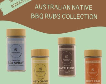 Australian Native BBQ Rubs Collection! with Native Herbs, Australian Cooking Herbs, Spices, Rubs and Seasoning! Excellent Gift Idea!