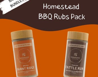 Homestead BBQ Rubs Pack with Native Herbs! Australian Cooking Herbs, Spices, Rubs and Seasoning! Excellent Gift Idea!