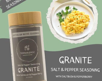 Native Granite Salt and Pepper Seasoning (with Saltbush and Pepperberry ), Australian Native Cooking Herbs and Spices Excellent Gift Idea!