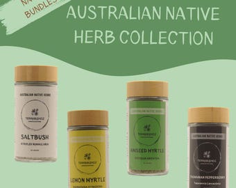 Australian Native Herb Collection Pack, All 4 Popular Native Australian Cooking Herbs, Spices, Rubs and Seasoning! Excellent Gift Idea!