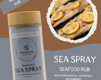 Native Sea Spray Seafood Rub (With Lemon Myrtle, Saltbush & Pepperberry), Australian Cooking Herbs and Spices Excellent Gift Idea!