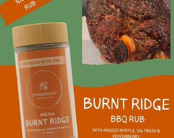 Native Burnt Ridge BBQ Rub (Aniseed Myrtle, Saltbush & Pepperberry), Australian Cooking Herbs Spices Rubs and Seasoning Excellent Gift Idea!